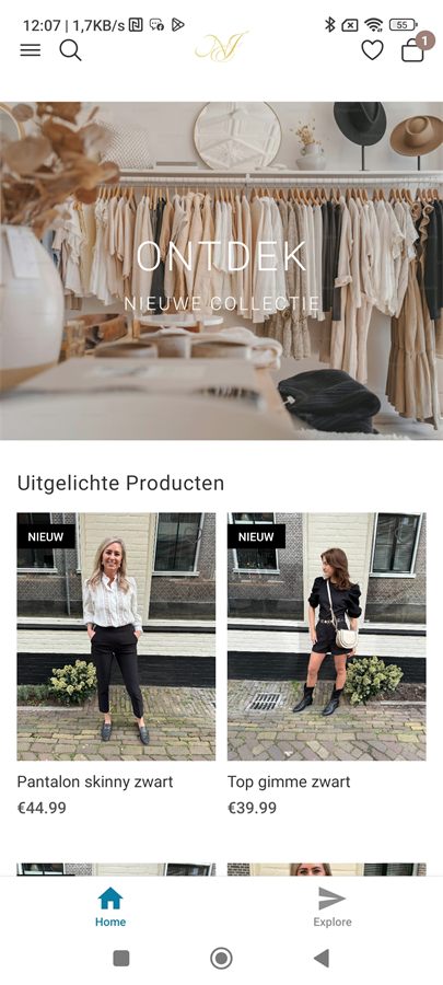 Naja Studio app homescherm